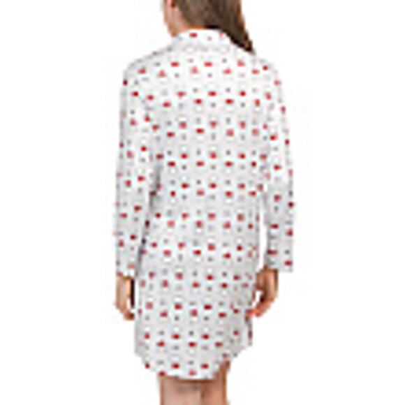 INK + IVY NWT Santa Faces Button Down Shirttail Hem Nightshirt Pajamas Gray L - Picture 2 of 7
